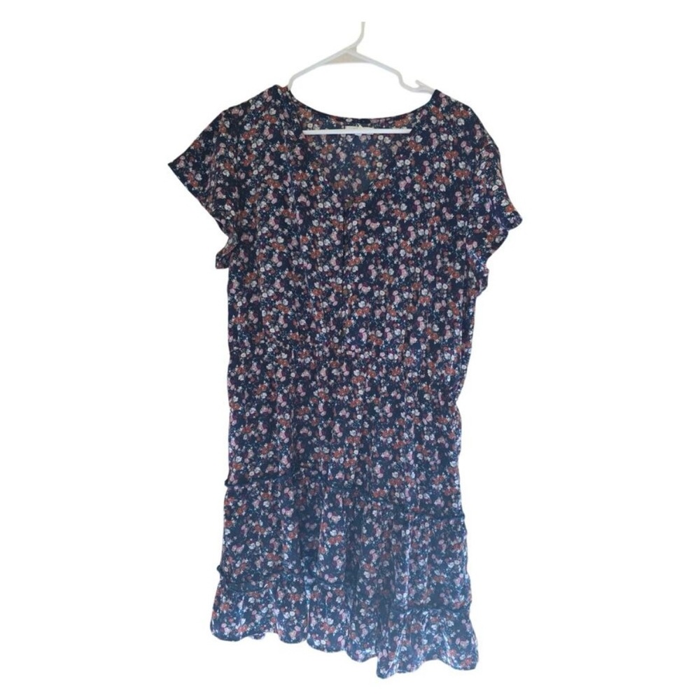 Maurices Midi Dress Xl Womens V Neck Multicolor Floral Pullover Light Weight